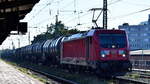 DB Cargo AG [D] mit ihrer  187 159  [NVR-Nummer: 91 80 6187 159-9 D-DB] und einem Kesselwagenzug (Methanol) am 07.09.23 Vorbeifahrt Bahnhof Magdeburg-Neustadt.  