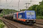 185 419-9 raildox mit Kesselzug in Köln West, Mai 2018.