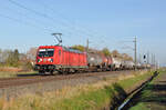 Mit einem Kesselwagenzug am Haken rollte 187 083 am 03.11.24 durch Braschwitz Richtung Halle(S).