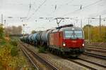 1293 013 ÖBB mit Kesselzug in Düsseldorf Rath, November 2023.