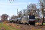 193 619-4 (Beacon Rail) mit einem Kesselzug in Hamm Pelkum, 8. März 2025