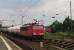 RAILION DB Logistics 155 168-8 mit Kesselwagen Richtung Wiesbaden, in Mainz-Bischofsheim; 30.06.2011