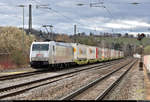 KLV-Zug (Mars Logistics) mit 185 531-1  Renate  der TX Logistik AG (TXL) durchfährt den Bahnhof Stuttgart-Münster auf der Bahnstrecke Stuttgart-Untertürkheim–Kornwestheim (Schusterbahn | KBS 790.11) Richtung Stuttgart-Untertürkheim.
Aufgenommen am Ende des Bahnsteigs 1.
[11.3.2020 | 15:58 Uhr]