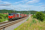 1293 031 ÖBB mit einem KLV-Zug bei Oberdachstetten Richtung Würzburg, 24.06.2020