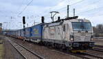 LOKORAIL, a.s., Bratislava [SK] mit der  383 211-0  [NVR-Nummer: 91 56 6383 211-0 SK-SPAP] und KLV-Zug ab Rostock Seehafen am 20.03.23 Durchfahrt Bahnhof Flughafen BER Terminal 5