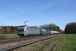 193 154 mit einem  KLV2 aus München kommend am 20. März 2024 bei Brannenburg im Inntal.