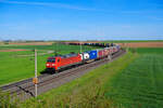 152 096 DB Cargo mit einem KLV-Zug bei Uffenheim Richtung Ansbach, 09.05.2021