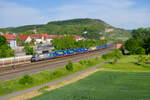 193 993 Railpool/Retrack  Lok sucht Typen  mit einem LKW-Walter KLV-Zug bei Retzbach-Zellingen Richtung Gemünden, 01.06.2021