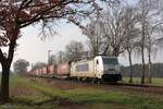 386 007-9 (Metrans) mit einem Güterzug in Hamm Pelkum, 9. Februar 2025