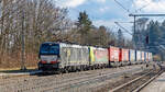 91 80 6193 641 am 01.03.2025 mit KLV-Zug in Aßling.