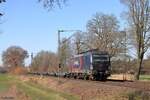 370 028-0 (CargoUnit / LokoTrain) mit einem Güterzug in Hamm Pelkum, 8. März 2025