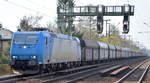 CFL Cargo Deutschland GmbH mit  185 519-6  [NVR-Number: 91 80 6185 519-6 D-ATLU] und Ganzzug slowakische Schüttgutwagen der Fa. AWT am 02.04.19 Dresden-Strehlen.