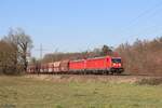 187 126-8 (DB) und 187 122-7 (DB) mit einem Kohlezug in Ratingen Lintorf, 7. März 2025