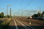 Blick auf die Ostausfahrt des Gterbahnhof Mainz-Bischofsheim, fotografiert vom gleichnamigen Personenbahnhof.