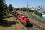 DB Cargo 261 052 mit Übergabe Aschaffenburg Hbf - Aschaffenburg Hafen // Aschaffenburg Hafen // 31. Juli 2013