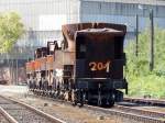 Nahaufnahme der abgestellten Güterwagen.

Duisburg Landschaftspark 02.08.2015