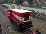 Parkeisenbahn Vatterode: Lok EL9-001 auf der Drehscheibe im Bahnhof Wippergrund, am Ortsrand von Vatterode (2003)