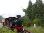 Dampflok Luise fhrt aus dem Bahnhof Wuhlheide aus.