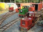 Die Lichtenhainer Waldeisenbahn(LWE)vom Jenaer Eisenbahn-Verein .eV. wird an der Bergstation der Oberweibacher Bergbahn betrieben.Hier die Lokschuppen am Bahnhof Bergstation.