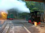 Anheitzen der beiden Dampfloks von der Parkeisenbahn Chemnitz.