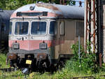 Ein zum Messwagen umgebauter  Silberling , so gesehen Anfang Juni 2019 auf dem Gelände des Bahnparkes in Augsburg. 