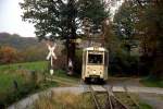 Der ex-Hagener Tw 337 der Bergischen Museumsbahnen am 30.10.2010 in der idyllischen Endhaltstelle Greuel