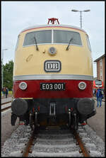 DB Museum E 03 001 beim Tag der offenen Tür am 31.08.2024 im DB Werk Dessau.