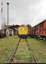 Motorturmwagen Plasser & Theurer MTW 10.056 (99 80 9231 024-6 A-RPSYS | ex SKL X 952 010-7) steht anlässlich des Herbstlokfests auf dem Gelände des Lokschuppen Staßfurt.