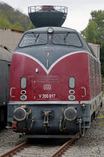 Die Diesellokomotive V 200 017  Roswitha  Anfang Mai 2017 im Eisenbahnmuseum Bochum.