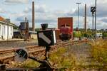 Im Vordergrund die Weiche15 ist gestellt für 212 007-9 DB, im Eisenbahnmuseum Bochum Dahlhausen, September 2024.