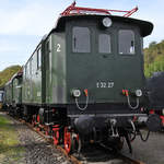 Die Elektrolokomotive E32 27 Mitte September 2018 im Eisenbahnmuseum Bochum-Dahlhausen.