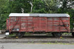 Ein gedeckter Güterwagen Anfang Juni 2019 im Eisenbahnmuseum Bochum-Dahlhausen.