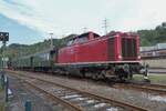 DB/DGEG 212 007 zieht der Pendelzug nach das S-Bahnbahnhof Bochum-Dahlhausen aus das DGEG-MUseum in Bochum-Dahlhausen am 17 September 2016.