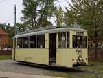 Die ehemalige DÜWAG aus Düsseldorf mit der Nr. 389 vom Baujahr 1951 im Hannoverschem Straßenbahn-Museum am 06.10.2018