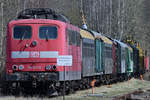 Die Elektrolokomotive 151 051-0 Anfang April 2018 im Sächsischen Eisenbahnmuseum Chemnitz-Hilbersdorf.