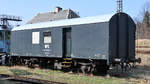 Ein Wohnschlafwagen Anfang April 2018 im Sächsischen Eisenbahnmuseum Chemnitz-Hilbersdorf.