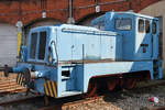 Eine blaue V22 stand Anfang April 2018 im Sächsischen Eisenbahnmuseums in Chemnitz-Hilbersdorf.