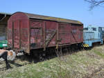 Ein Gedeckter Güterwagen, gesehen Anfang April 2018 in der Nähe des Sächsischen Eisenbahnmuseum Chemnitz-Hilbersdorf.