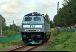 218 468-7 der Regio Infra Service Sachsen GmbH (RISS) zeigt sich den Fotografen bei der Lokparade des 28.