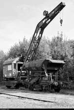 Blick auf einen alten Kohlekran des Sächsischen Eisenbahnmuseum Chemnitz-Hilbersdorf (SEM) e.V., der anlässlich des 28.