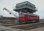 Anlässlich des Heizhausfestes im Sächsischen Eisenbahnmuseum in Chemnitz-Hilbersdorf am 17.4.2005 war 120 269 am Kohlehochbunker abgestellt.