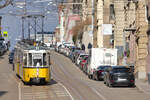 GT4 auf der Oldtimerlinie 23 Ruhbank-Straßenbahnmuseum am 30.01.2022 zwischen Eugensplatz und Olgaeck. 