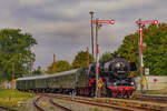 Am 24.09.2023 war ich in Schlettau aufm Bahnhof und konnte 50 3616 bei der Einfahrt aus Richtung Schwarzenberg fotografieren.