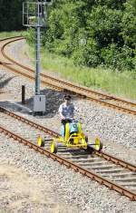 Das Schienenmoped am 05.06.2011 bei der Fahrzeugparade im Eisenbahnmuseum Schwarzenberg.