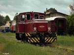 lok 23041 der AVL wurde beim kleinbahnlubiläum am 11.05.14 für mitfahr-gelegenheiten im bhf bleckede eingesetzt