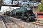 Die S3/6 des BEM (018 478) steht im Bahnhof Göppingen zu den Märklintage 2023.