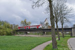 VT 39 (VT2E ex AKN) als Sonderzug Feuchtwangen-Nördlingen am 24.04.2016 auf der Wörnitzbrücke in Wilburgstetten.