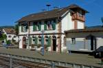 Kandern, der Bahnhof von der Schienenseite aus gesehen, hier hat die Kandertal-Museumsbahn ihr Domizil, Sept.2012