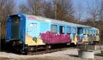 Einst Reisezugwagen, heute Jugendtreff. Ein ex SBB Wagen der bei der Wutachtalbahn war in Brigachtal Kirchdorf 12.2.11