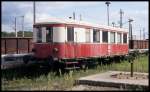 Am 29.8.1993 stand im Außenbereich des BW Wittenberge noch dieser Oldtimer Beiwagen. Es handelte sich um BV 190821-1.